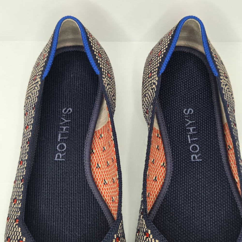 Rothy's The Point Coral Navy Dot Flats Women's Size 8.5 Limited Edition Orange - Picture 8 of 10